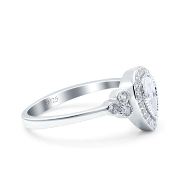Halo Pear Engagement Ring Cubic Zirconia 925 Sterling Silver Wholesale